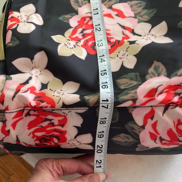 VS NOON Black Floral Backpack with Pink Roses - Picture 13 of 16